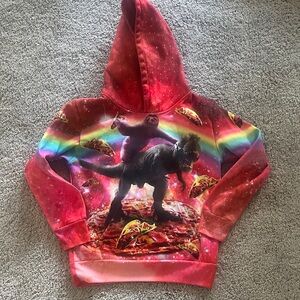 Kids Dinosaur and Sloth Hoodie - Red